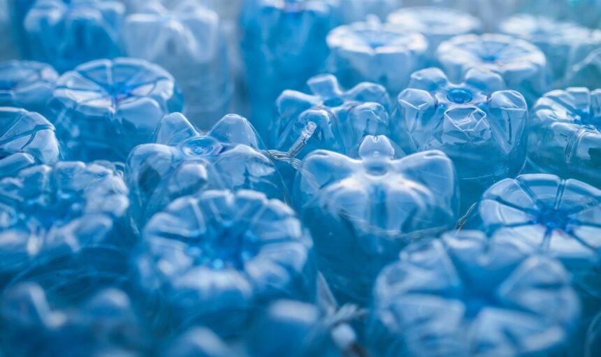 close up shot of plastic bottles sorted waste